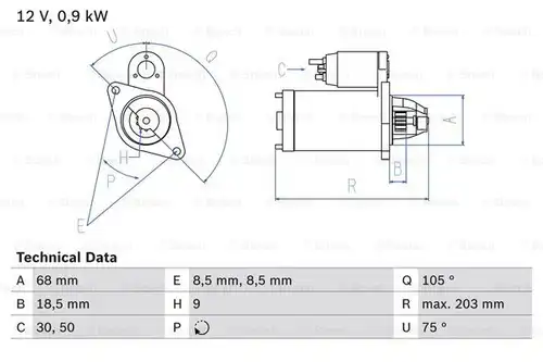 стартер BOSCH 0 986 018 010