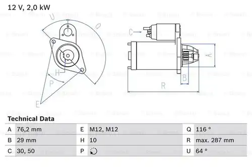 стартер BOSCH 0 986 018 020