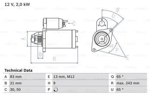 стартер BOSCH 0 986 018 030