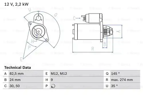 стартер BOSCH 0 986 018 250