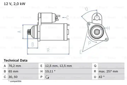 стартер BOSCH 0 986 018 390