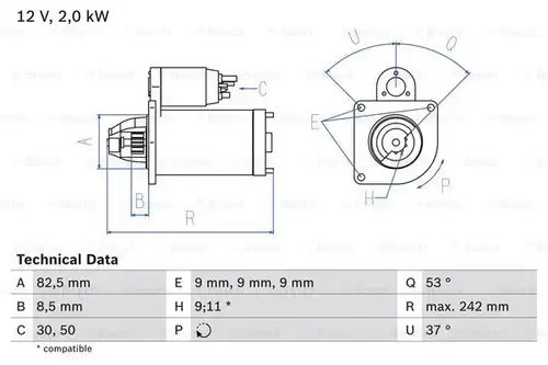 стартер BOSCH 0 986 018 450