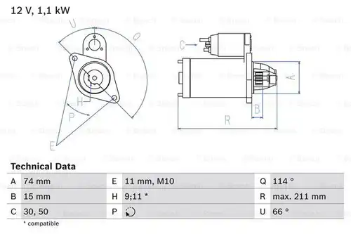 стартер BOSCH 0 986 018 480