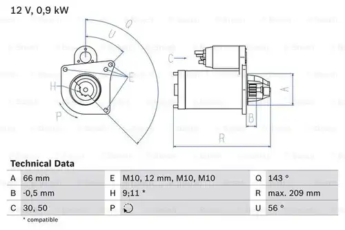 стартер BOSCH 0 986 018 860