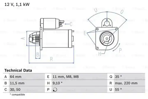 стартер BOSCH 0 986 018 880