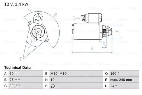 стартер BOSCH 0 986 019 500