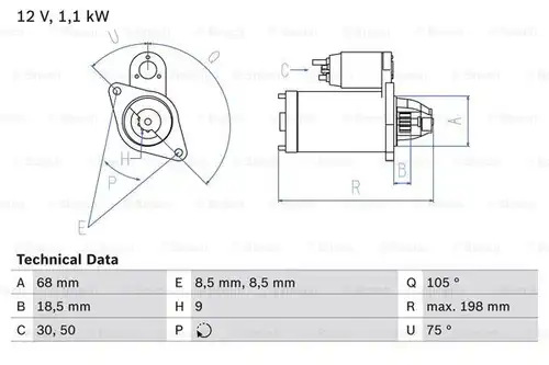 стартер BOSCH 0 986 019 870