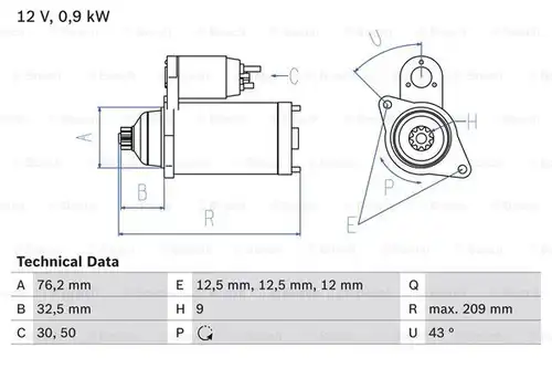 стартер BOSCH 0 986 019 890