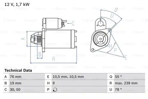 стартер BOSCH 0 986 019 960