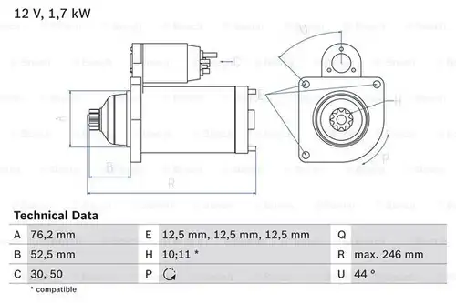 стартер BOSCH 0 986 020 250