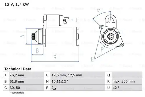 стартер BOSCH 0 986 020 260