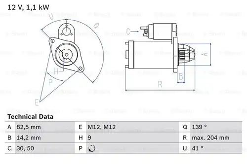 стартер BOSCH 0 986 021 210