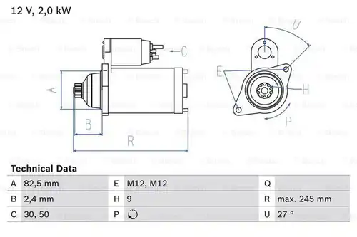 стартер BOSCH 0 986 021 220