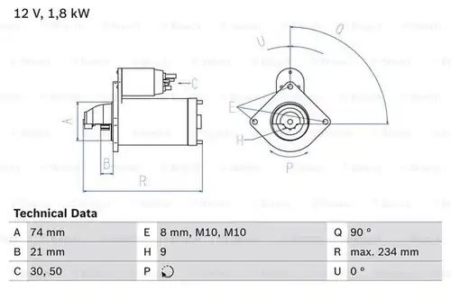 стартер BOSCH 0 986 021 230