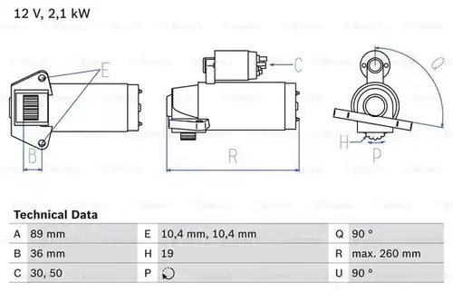 стартер BOSCH 0 986 021 351