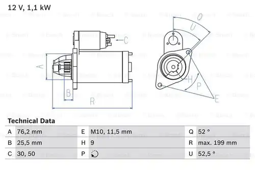 стартер BOSCH 0 986 021 500