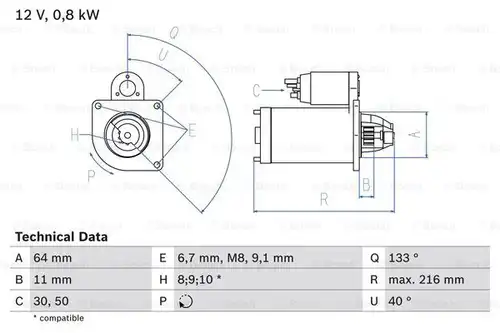 стартер BOSCH 0 986 021 590