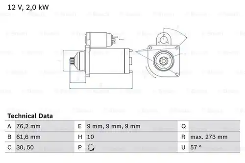 стартер BOSCH 0 986 021 870