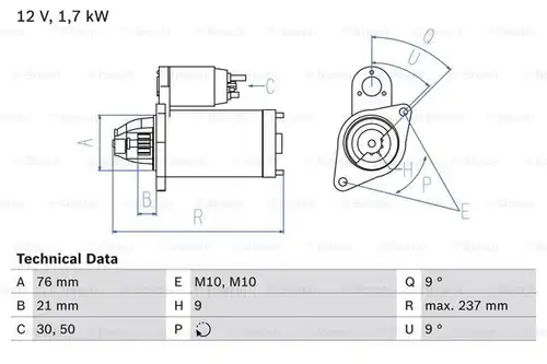 стартер BOSCH 0 986 021 980