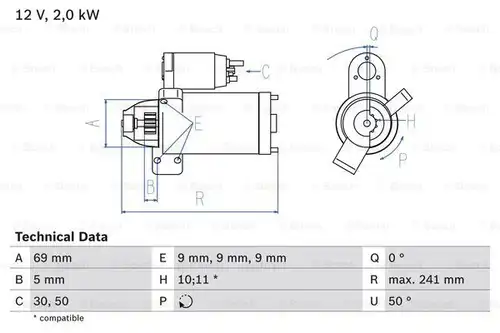 стартер BOSCH 0 986 022 670