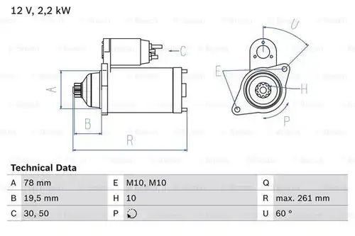 стартер BOSCH 0 986 023 220