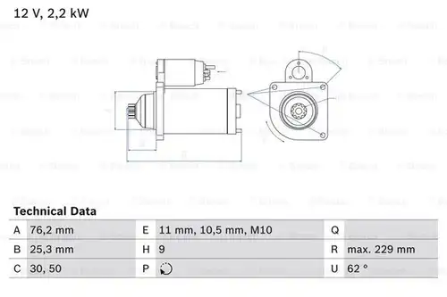 стартер BOSCH 0 986 024 050