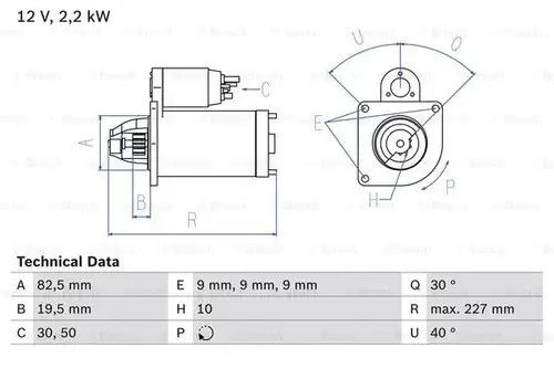 стартер BOSCH 0 986 024 750