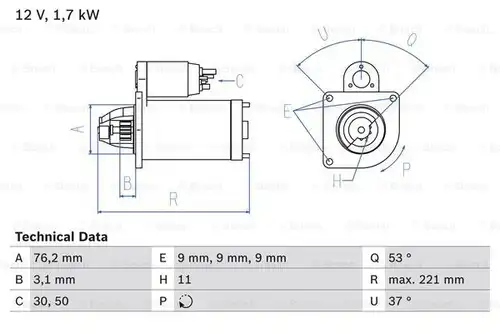 стартер BOSCH 0 986 025 190