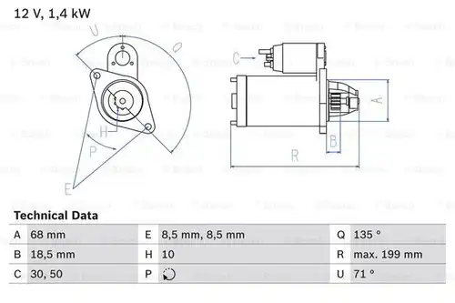 стартер BOSCH 0 986 025 210