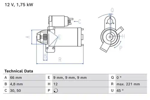 стартер BOSCH 0 986 025 510