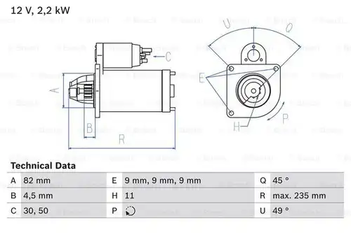 стартер BOSCH 0 986 025 550