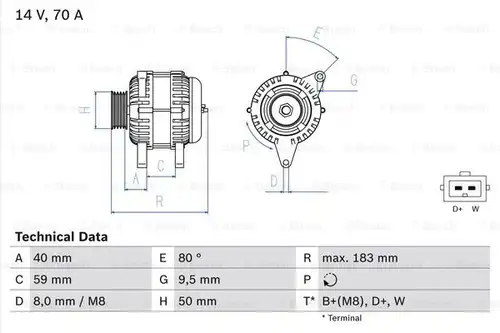 генератор BOSCH 0 986 038 070