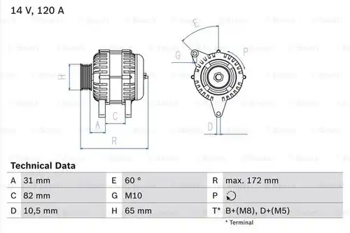 генератор BOSCH 0 986 038 180