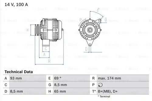 генератор BOSCH 0 986 039 180