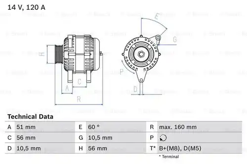 генератор BOSCH 0 986 039 250