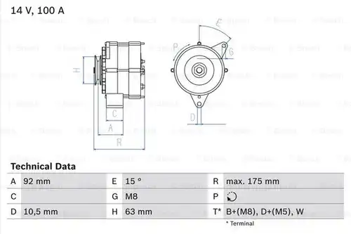 генератор BOSCH 0 986 039 450