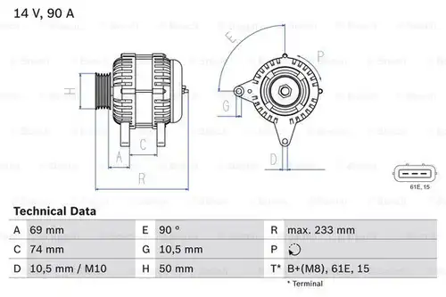 генератор BOSCH 0 986 040 390