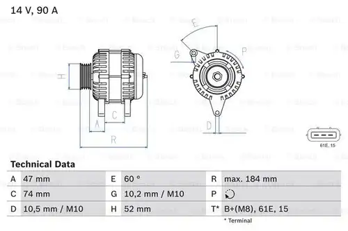 генератор BOSCH 0 986 041 190