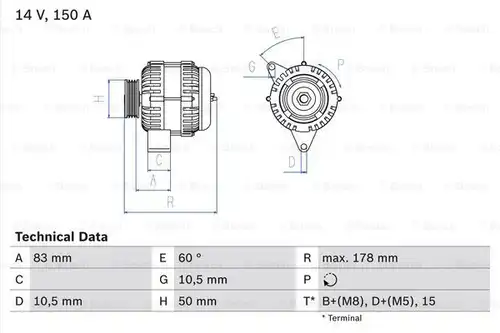 генератор BOSCH 0 986 041 550