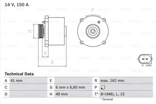 генератор BOSCH 0 986 041 750