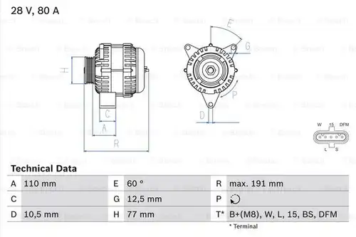 генератор BOSCH 0 986 042 380