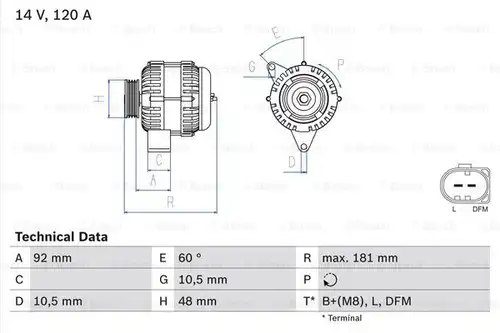 генератор BOSCH 0 986 042 540