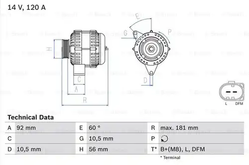 генератор BOSCH 0 986 042 550