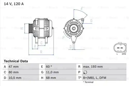 генератор BOSCH 0 986 042 820