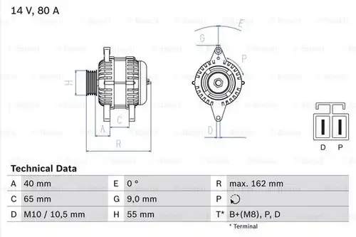 генератор BOSCH 0 986 042 911