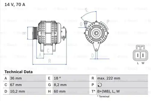 генератор BOSCH 0 986 043 101