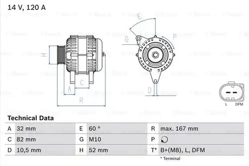 генератор BOSCH 0 986 043 690