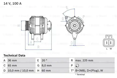 генератор BOSCH 0 986 043 981