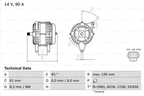 генератор BOSCH 0 986 044 651