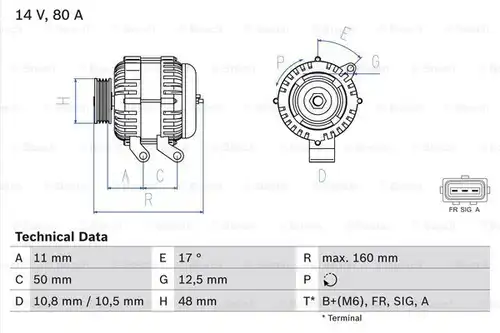 генератор BOSCH 0 986 044 701